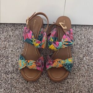 Alex Marie Tropical Sandals Multicolor Vibrant Design, Size 8.5
